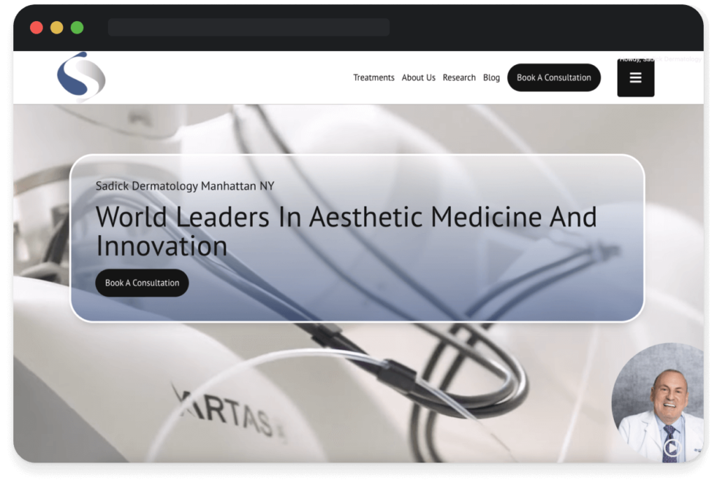sadick dermatology medical website design